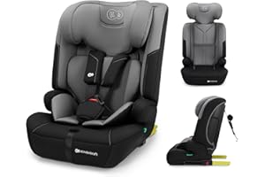 Kinderkraft SAFETY FIX 3 PRO, Silla de Coche i-Size 76–150 cm, ISOFIX, Top Tether, Protección Lateral H-GUARD, Arnés 5 Puntos, Funda Lavable, Fácil Instalación, Gris