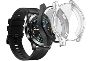 sciuU kompatybilny z Huawei GT 2 (46 mm, wydany w 2019), [Zestaw 2] etui ochronne z osłoną ekranu TPU, odporne na wstrząsy etui do Smart Watch Huawei GT 2 Gener. - Czarny + Jasny