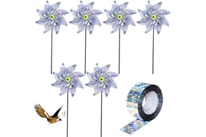 Lets Joy 6 sztuk Odblaskowy wiatrak, 50m taśma odstraszająca przed ptakami odblaskowa, odstraszająca ptaki, taśma odstraszająca ptaki, ogrody