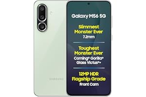 Samsung Galaxy M56 5G Mobile (Light Green,8GB RAM,128GB Storage)| Segment Slimmest | Gorilla Glass Victus+| 10 Bit HDR Video| 50MP Camera| AI | Vapour Cooling Chamber| Lag-free Gaming| Without Charger