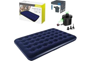 Crystals Double Blow Up Airbed + Electric Pump, Quick Inflatable Air Mattress for Adults & Kids, Waterproof Camping Mattress, Inflatable AirBed for Indoor & Outdoor Adventures