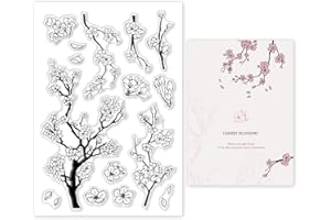 GLOBLELAND Spring Cherry Blossom Season Clear Stamps for DIY Scrapbooking Flowers Silicone Clear Stamp Seals for Cards Making Photo Album Journal Home Decoration