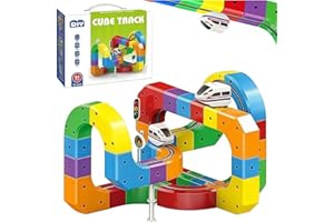 VUTLACE Clickrail Electric Train Set, Track Fusion Train Toy, Magic Rail Cube Train Set, with Gravity-Defying Motorized Train, DIY Cube Track, Flexible Race 3D Building Tracks for Kids(81pcs)