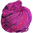 Knitsilk Recycled Sari Silk Yarn, Magenta Shade (100 Grams).Ideal for Knitting, Crocheting and Crafts