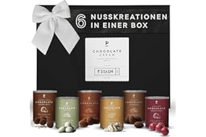 ‎P-STASH P-Stash Black Box Nussmischung - 6er Box Nüsse Mix - Cashews, Mandeln & Pistazien - Mixed Nuts mit einzigartigen Gewürzkombinationen, handgeröstet in Berlin (6er Box, Chocolate Dream)
