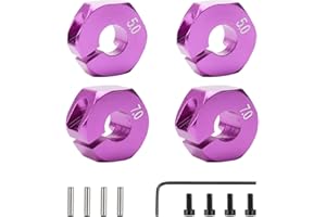 Rowiz 4Pcs Purple Aluminum Alloy Hex Drive Adapter 12mm 5.0 and 7.0 Wheel Hex Drive Hub Adapter for 1/10 RC Car Spare Parts