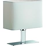 Reality R50111001 Ming Lampada Tavolo, 1xE14, 40 W, Cromo/Bianco, 20x10.5x22.5 cm