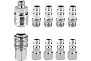 Vanwoke Rapide de Compresseur 1/4"BSP,10 Pièces Embout Compresseur Air Européen,Coupleur pour Tuyan Air Comprime Compresseur Raccords de Tuyau Connecteur Homme Femme