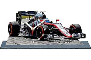 AUTO-HORLOGE Fórmula 1 Miniatura Fernando Alonso en McLAREN en Reloj Miniatura sobre Pedestal
