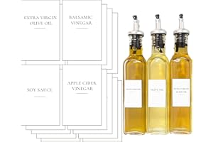 Ezebesta 20 Pieces Oil Vinegar Soy Sauce Dispenser Bottle Labels Waterproof & Oil-Proof Stickers for Cooking and Kitchen Organization