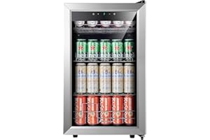 Kalamera KRC-70BV - Frigorifero per birra, 68 l, freestanding con porta in vetro, controllo digitale touch in acciaio inox