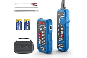 TESMEN TLP-900AR Tester per cavi di rete, con accoppiamento, Continuità, QC e NCV, adatto per Ethernet, Telefono, manutenzione e smistamento dei cavi, RJ11 RJ45, per CAT5/6/POE/STP - Blu