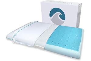 Bluewave Bedding Super Slim Carbon Blue Max Cool Gel Memory Foam Kudde för mag- och ryggsovare – tunn, platt design med avanc