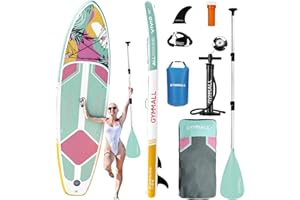 GYMMALL SUP Gonfiabile, Tavola SUP Gonfiabile per Adulti e Ragazzi di Tutti i Livelli, Design Ampio e Antiscivolo della Tavola, con Accessori Premium e Borsa Storage Inclusi