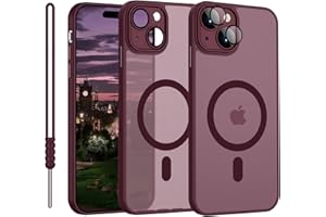 iPhone 15 Hülle mit MagSafe, Hanyhülle iPhone 15 Magnetisch Leicht Dünn Matte Touch Kameraschutz, Kratzfeste Anti-Gelb rutschfest Schutz Stoßfest Hülle Dunkel Rot