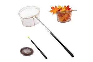 Hopfällbar teleskopisk håv, 41–148 cm, med djupt nylonnät 30 cm, maskstorlek 5 mm, poolhåv/bassänghåv/fontänhåv för löv och skräp, lätt och hållbart fisknät