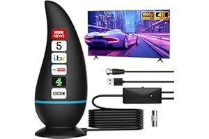 ENOKIK 2025 Indoor TV Aerial - Freeview Antenna with Signal Booster, Magnetic Base, Portable Design for 4K/1080P HD Channels