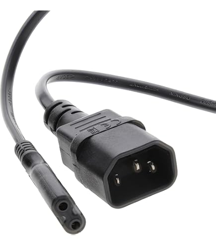 YACSEJAO IEC C14 naar C5 Euro Stroomkabel, 2-in-1 IEC C14 stekker naar IEC 5 female & (CEE 7/16) Euro Vrouwelijke Verlengkabel voor TV PC Computer Monitor Beamer, 1FT 30cm