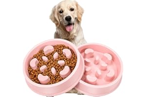 MEDILOE Slow Feeder Dog Bowl - Dog Slow Feeder Bowl - Dog Bowls to Slow Down Eating - Bloat Stop Dog Food Bowl - Anti Gulp Slow Eating Dog Bowl - Slow Feed Bowl (Pink)