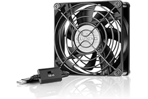 ELUTENG 80mm USB Fan 5V with L/M/H 3 Adjustable Speed, USB PC Computer Fan 80mm Electronic Cooling Fan 2900RPM with Metal Grill for Laptop/TV Box/AV Cabinet/PS4/PS5/Router