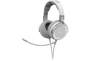 Corsair Virtuoso Pro Auriculares con Cable y Parte Posterior Abierta para Juegos - Micrófono Unidireccional Extraíble - Transductores de Audio de Grafeno 50mm - Blanco