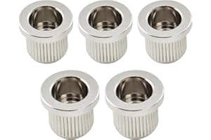 Musiclily Ultra 9,6mm Messing G-TLB-2 Style Bass Saitenhülsen String-Through-Body String Ferrules für Tele Style E-Gitarre, Chrom (5er Set)