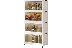 FUREINSTORE Armario Organizador Plegable | Caja de Almacenaje, Contenedor de Plástico, Caja de Almacenamiento Plegable para Calzado, Ropa, Juguetes y Libros (60cm x 4 Pisos)