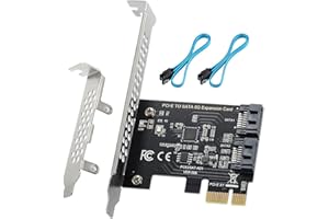 YUNKOZAND PCIE 1X SATA 3.0 Controller Card 2 Ports,6 Gbit/s PCIE SATA Erweiterungskarte,PCIE zu SATA Controller,PCIE 3.0 GEN3 ASMedia ASM1061