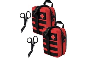 Krisvie 2PCS Pochette EMT Médecine Tactique Sac étanche Molle de Premiers Secours, Trousse Kit de Premiers Soins Militaires pour Randonnée Camping Airsoft avec Un Ciseaux médical,pour Les Premiers Soins à l'extérieur,au Camping, à la Pêche,à l'armée,à la Randonnée,sur Le Terrain
