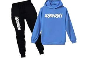 amropi Ragazzi 2 Pezzi Abbigliamento Set Tuta Felpa con Cappuccio e Pantaloni età 2-15 Anni