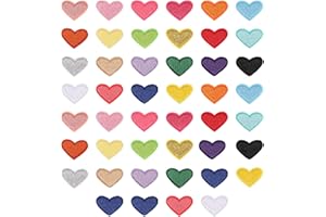 WORAHROE 44 Stück Patches zum Aufbügeln, Flicken zum Aufbügeln, Patches Klett, Aufnäher zum Aufbügeln, Bestickte Aufnäher, Bügelbilder für Hut, Jeans, Jacken Rucksäcke, DIY-Zubehör, Herz Muster