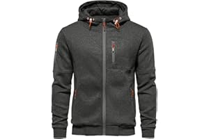 VANVENE Sweat à Capuche léger et à Manches Longues avec Fermeture éclair, pour Homme