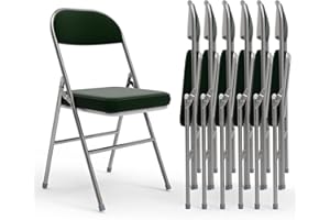 Chleby Chaise Pliante Confortable 6Pcs Chaises Pliantes en Cuir de Cuisine avec Coussin épais Les chaises de Salle à Manger Pliantes conviennent à la Cuisine, l'intérieur, l'extérieur, Vert