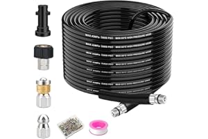 GEMMAHW 10M Pressure Washer Hose - Compatible with Karcher K2-K7 Series Pressure Washer, 400 Bar/5800 PSI Drain Hose Cleaning Kit Sewer Jetter Kit with Jet Nozzle and Rotating Jet Nozzle