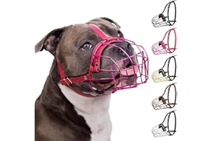 BronzeDog Muselière pour Chien en métal Amstaff Panier en Fil de Fer Sangles réglables en Cuir pour Grands Chiens