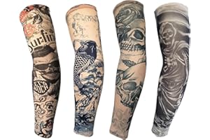FANOST Tattoo Ärmel für Männer und Frauen, Fake Tattoos Ärmel für Radfahren Laufen Outdoor-Sport Camping Reisen, Sommer Sonnenschutz, Halloween Tattoo Armstrumpf