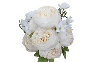 Ksnnrsng Flores Seda Peonía Artificiales para Boda Nupcial Partido Hogar Oficina de la Decoración de DIY (Leche Blanca)
