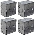 Forus Concealed GI Sheet Metal Modular Box 1-2 Module, Excellent Quality Rustproof Galvanized Iron Heavy Duty Flush Mounting Electrical Junction Box, 18 Gauge thick 3x3 All-win Series Junction Box-4PC