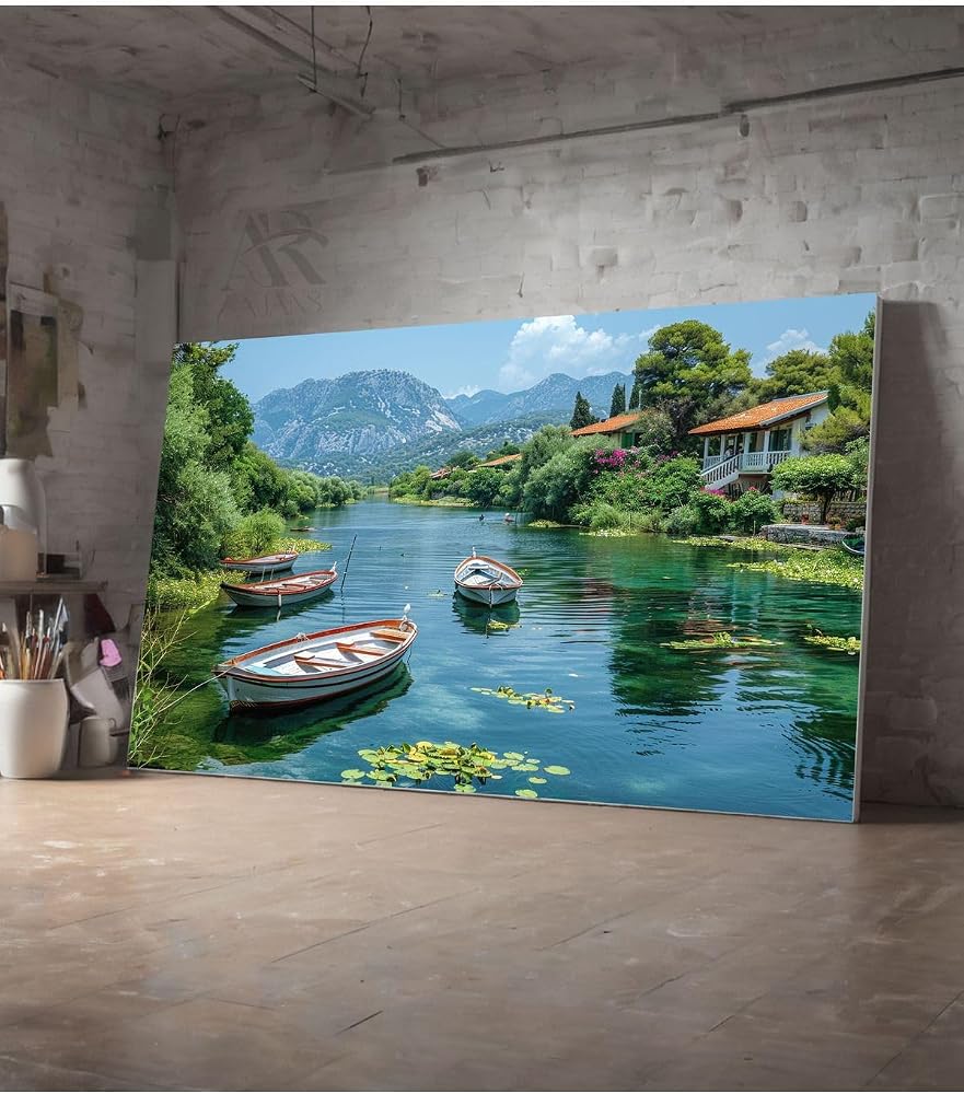 Ar Ajans Kanvas Tablo Maviliğin Esintisi Tekne Huzur Dekoratif Manzara Kanvas Tablo 30 X 40