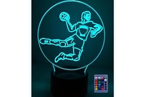 HPBN8 Ltd Optical Illusions 3D Handball Nacht Licht LED Lampen Fernbedienung 7/16 Farbwechsel Berühren Tabelle Schreibtisch USB Power für Kinder Schlafzimmer Geburtstagsgeschenke Geschenk