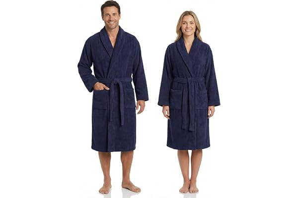 BOSKIMO Badrock Unisex 100 % bomull OEKO-TEX – morgonrock för män och kvinnor – amerikansk curl 420 gsm – mjuk och mycket abs