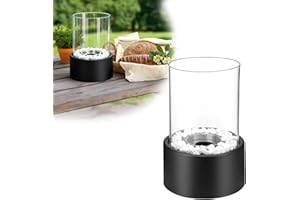 QEENTOE Runde Feuerschale Moderne Feuerstelle in Schwarz für Terrasse & Garten