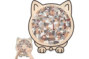 VRYNDH Puzzle in Legno a Forma di Gatto 135 Pezzi – Puzzle per Adulti con Design Irregolare, Gioco Educativo e Decorativo, Ideale per Regalo Donne e Appassionati di Gatti