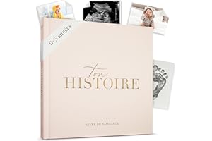 BIBI & BEAU Livre de Naissance - Album Photos et Naissance - Cadeau Naissance 132 Pages et Album Photo Scrapbooking – Livre Naissance Bébé Garçons et Filles – Photos de 10 x 15 et 15 x 10 cm (Crème)