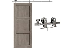 6FT (1.8M) Sliding Door Track Kit, CCJH Internal Stainless Steel Sliding Barn Wood Door Hardware System for Single Door