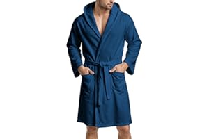 PETTI Artigiani Italiani - Szlafrok z mikrofibry, szlafrok męski, szlafrok kąpielowy z mikrofibry, szlafrok damski, granatowy, M, 100% mikrofibra