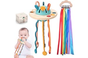 HKQP Giocattoli Montessori per Neonati Giochi Sensoriali 1 Anno Giocattoli Sensoriali per Bambini in Silicone Giocattolo Sensoriale per Bambini Giocattoli per attività UFO mit Colorato Sonaglio Neonato
