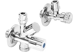 Cornat Geräteanschluss-Ventil-Set 2-teilig - 1/2 Zoll AG - Zum Anschluss von Wasch- & Spülmaschine - Mit Rückflussverhinderer - Aus Messing / Eckventil / Maschinen-Eckventil / Geräteventil / T317100