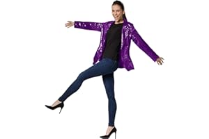dressforfun Blazer Damen, Kostüm Damen Pailletten Oberteil Damen, Glitzer Oberteile Damen, Jackett, Faschingskostüm, Disco Kostüm Damen, Rave Outfit Damen, 80er Jahre Outfit