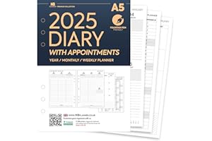 NBplanner A5 2025 Week on two pages diary with appointments organiser refill insert | Filofax A5 COMPATIBLE | Premium collection | UK holidays | Monthy/Weekly (0108)
